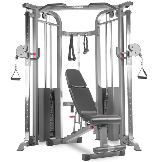 Functional Trainer Cable Machine with Bench - Complete System