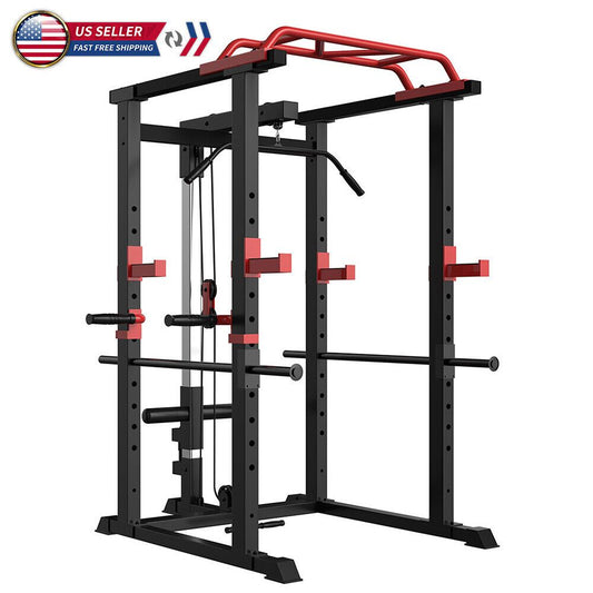 Core Sports & Fitness Multi-functional Power Cage, Home Adjustable Pullup Squat Rack Comprehensive Fitness Barbell Rack