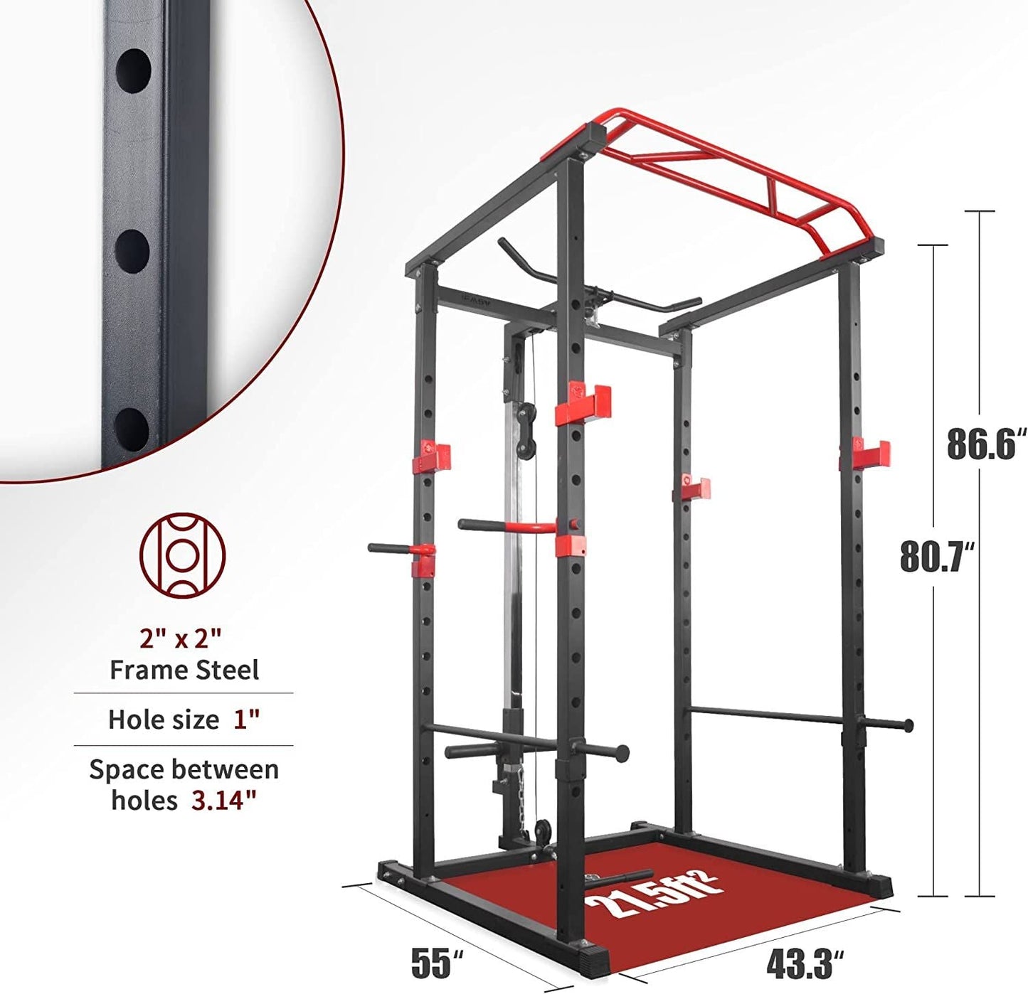 Power Cage, Home Adjustable Pullup Squat Rack Comprehensive Fitness power Rack